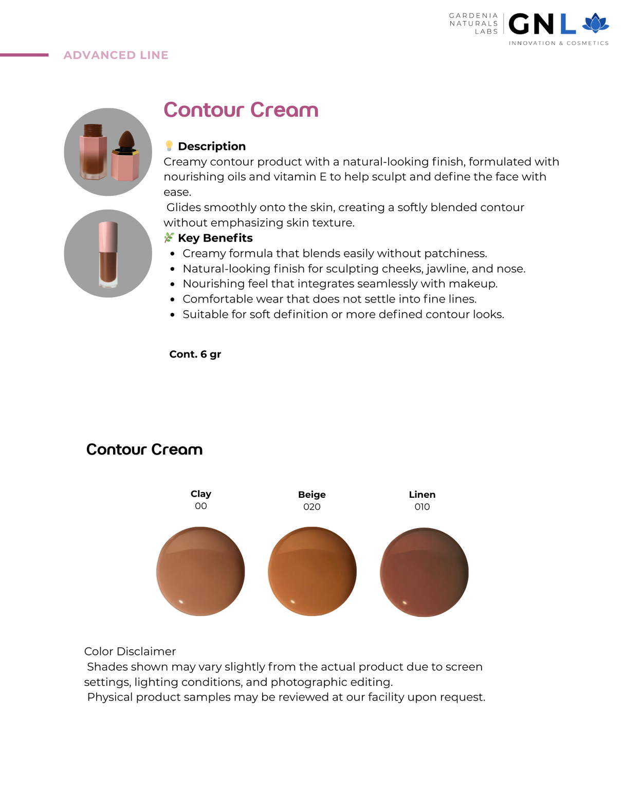 Contour Cream #20 Beige | 6 gr | Advanced Line