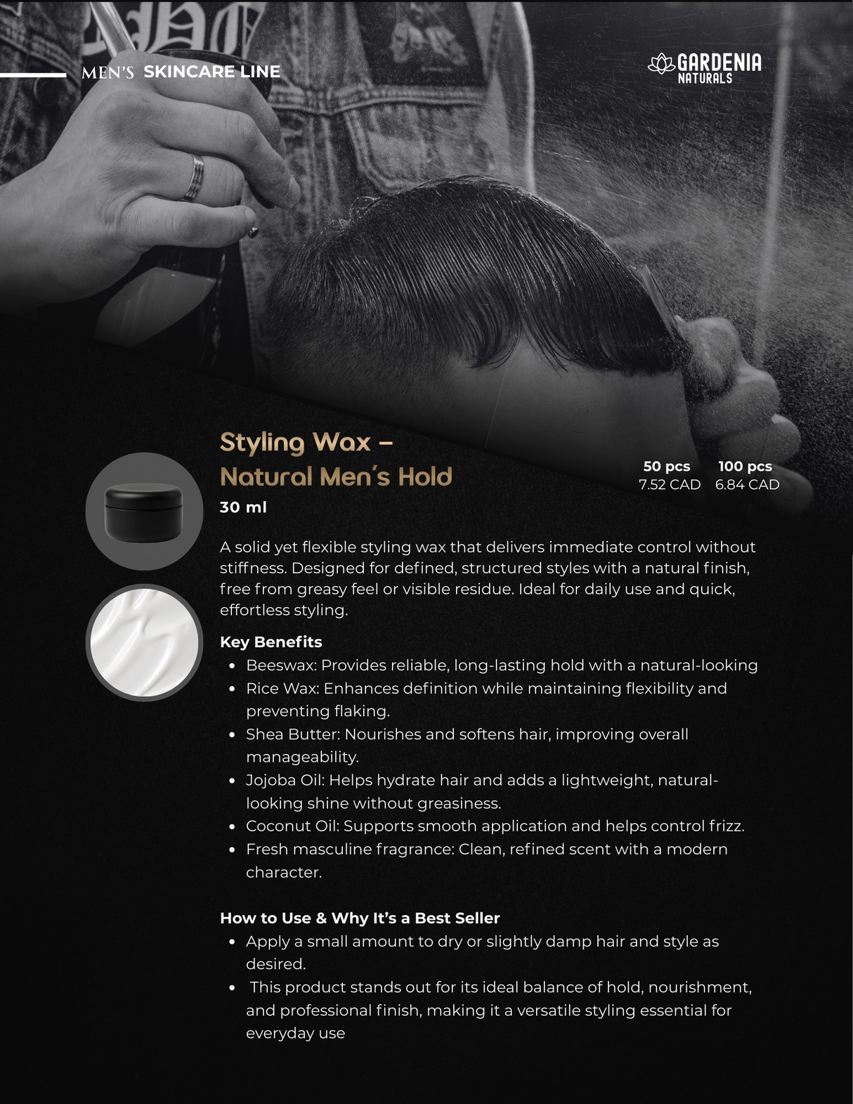 Styling Wax – Natural Men s Hold 30ml